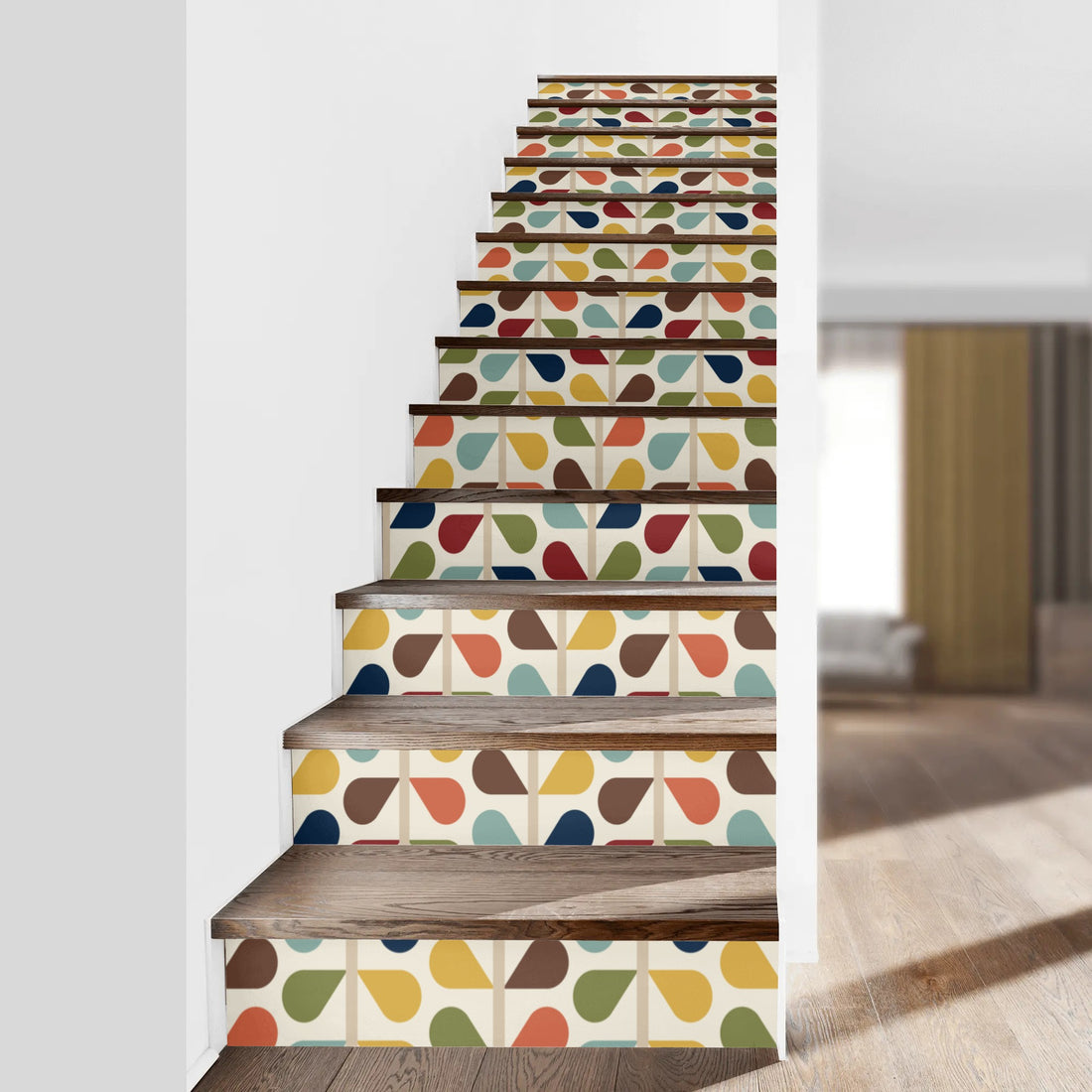 Mid Century Modern Stair Riser Peel And Stick Scandinavian Designed Retro Mod