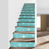 Atomic Starbursts, Aqua Blue Mid Century Modern Peel And Stick 13Pcs Stairs Riser Stickers - Mid Century Modern Gal