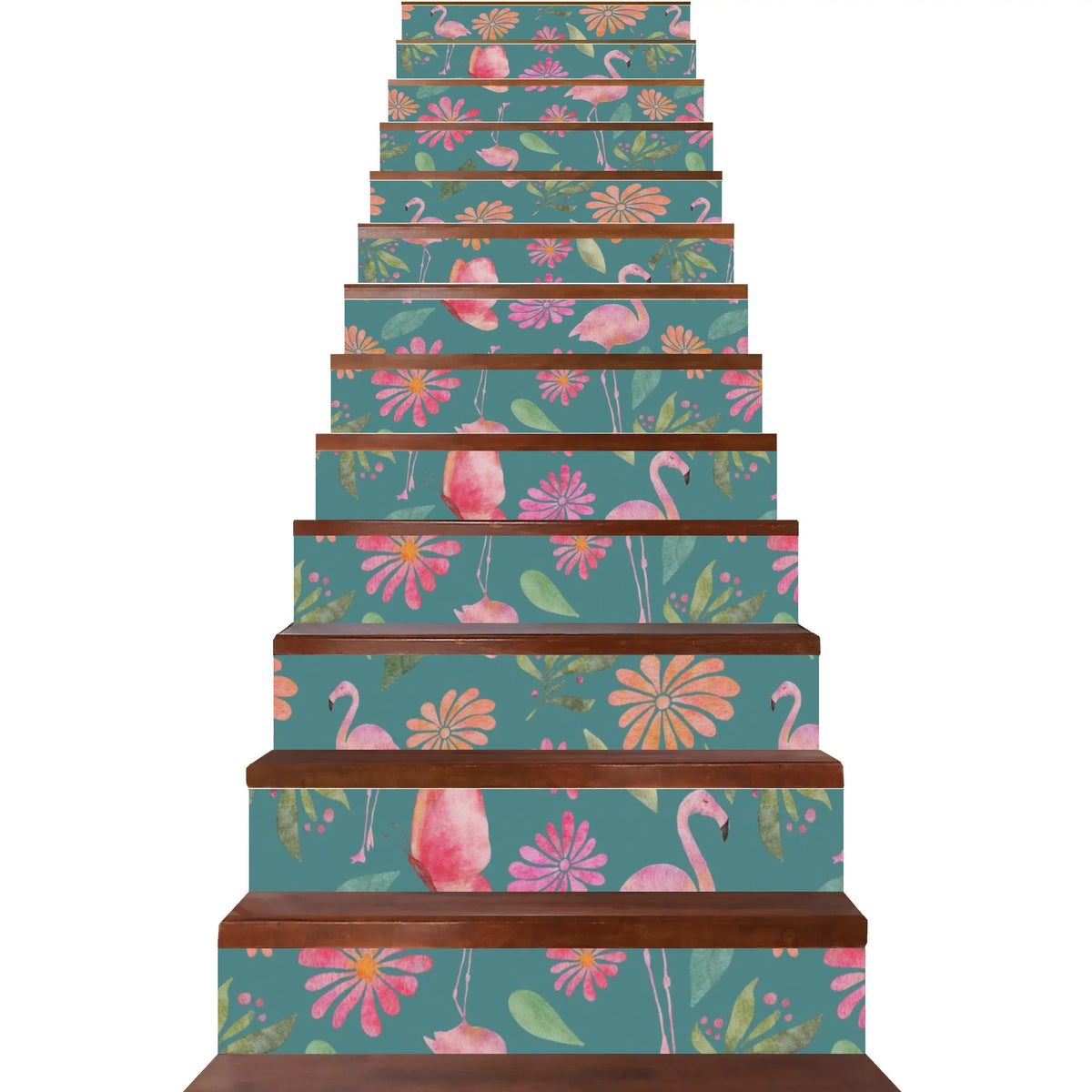 Pink Flamingo 50s Palm Springs Style, Mid Century Modern Peel And Stick 13Pcs Stairs Stickers - Mid Century Modern Gal