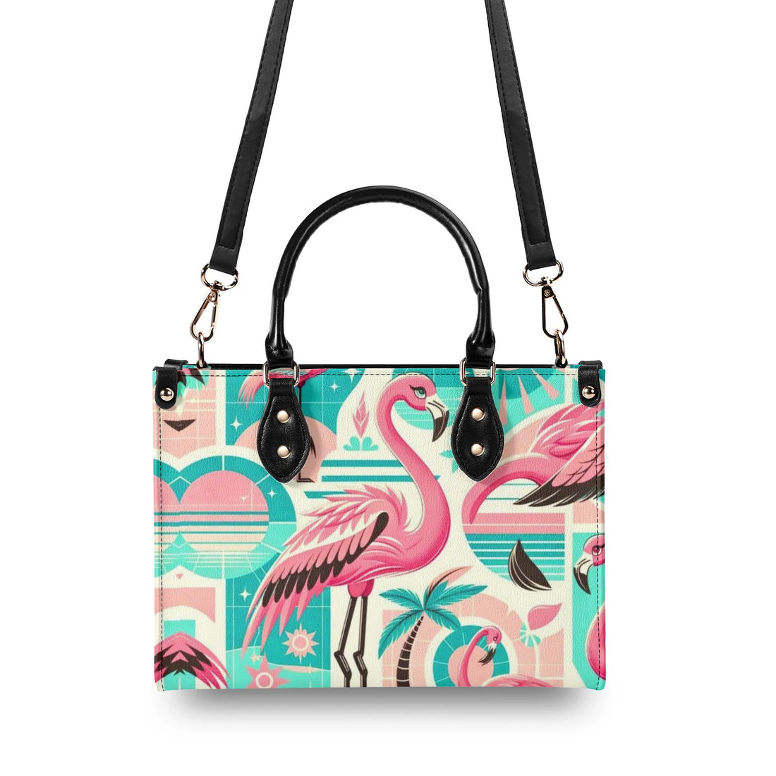 1950s Flamingo, Kitschy Style, Palm Springs Style, Mid Mod Luxury Women Handbag