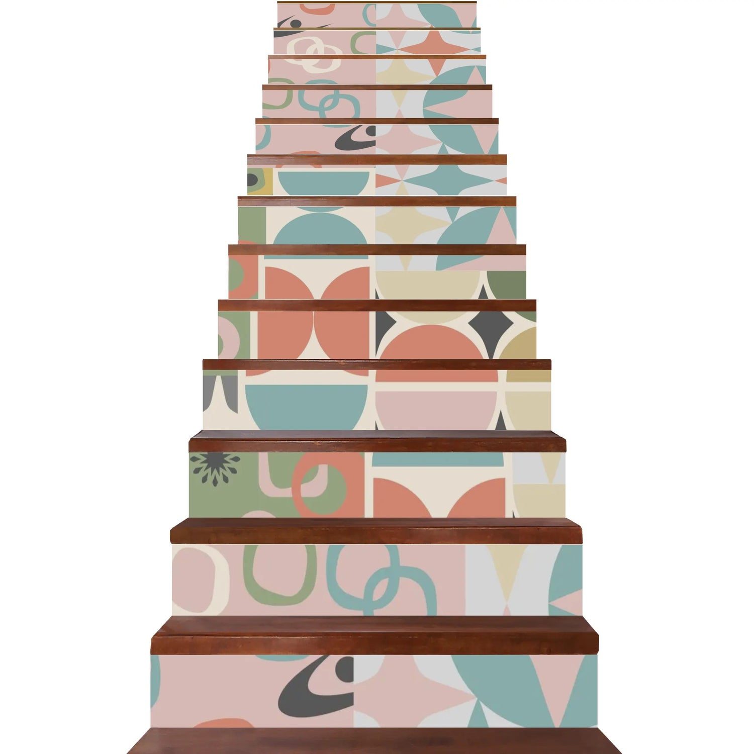 Mid Century Modern Pink, Multicolor, Geometric Starburst MCM Peel And ...