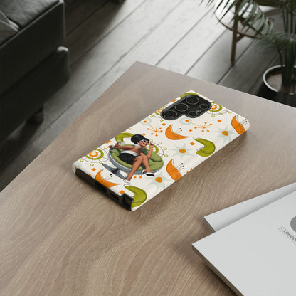 Mid Century Modern Atomic Starburst Mid Mod 60s Gal Retro Chic Tough Phone Case with Vintage Glamour Design