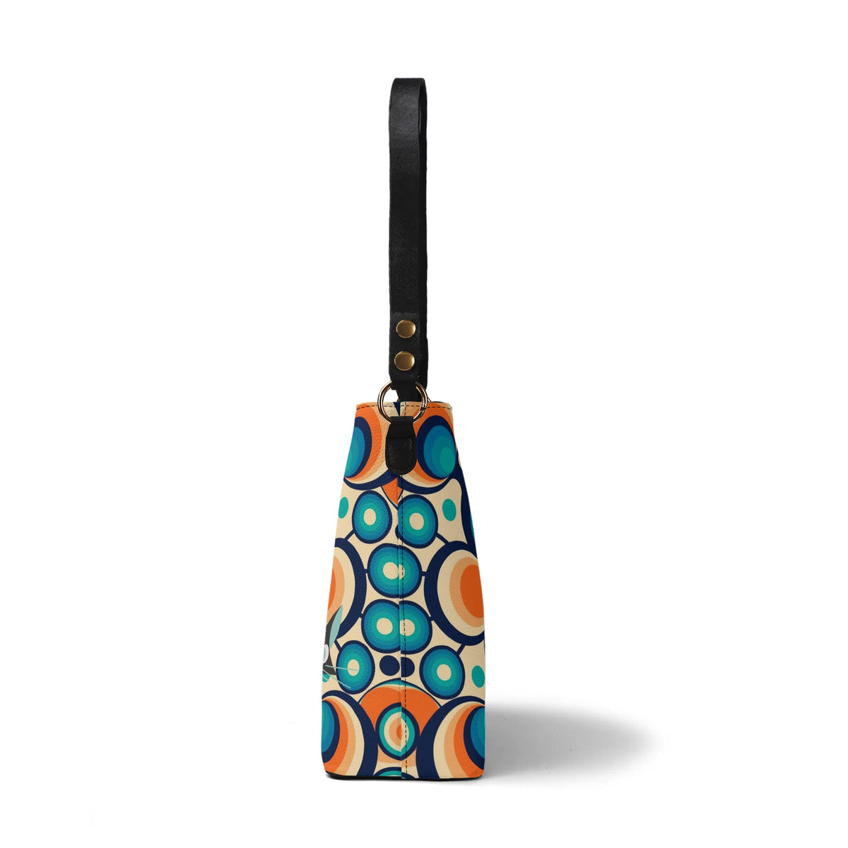 Funky Shoulder Bag, Groovy Retro Orb, Atomic Space Cat Kitschy Bucket Bag - Mid Century Modern Gal