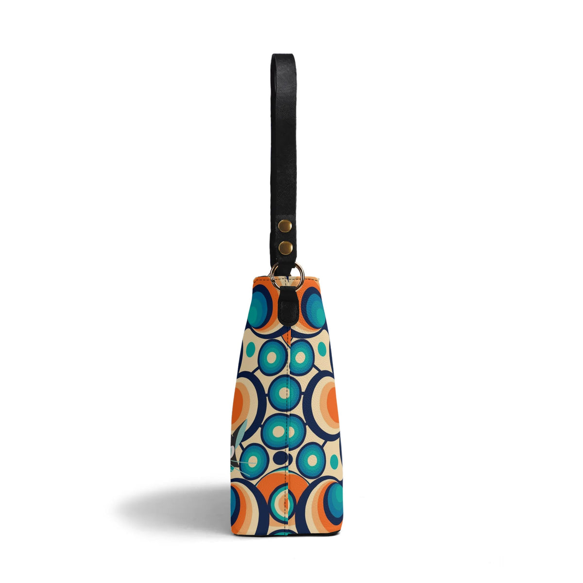 Funky Shoulder Bag, Groovy Retro Orb, Atomic Space Cat Kitschy Bucket Bag - Mid Century Modern Gal
