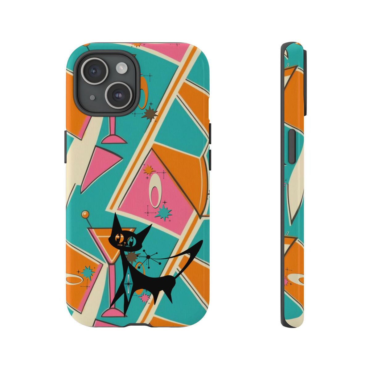 Atomic Cat Mid Mod Retro Cat Phone Case - Tough Cases for Stylish Cat Lovers - Mid Century Modern Gal