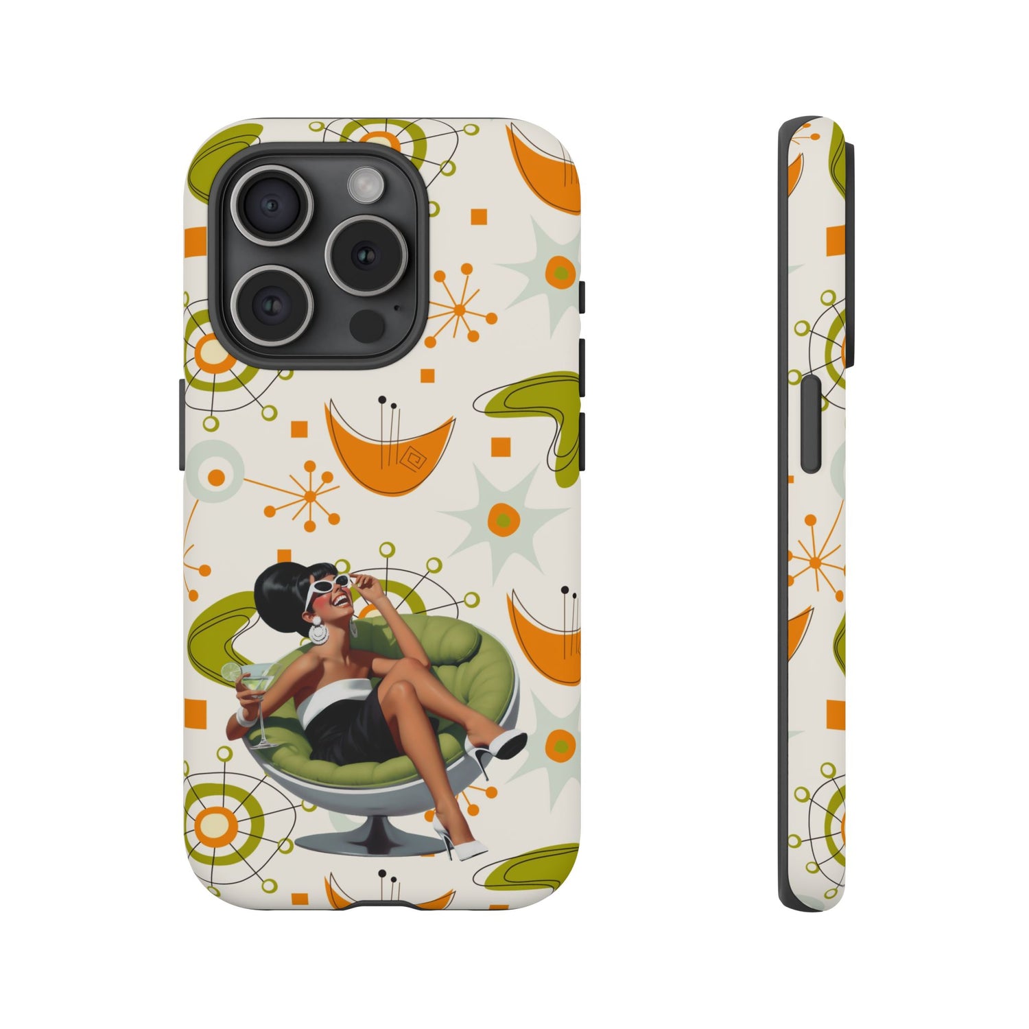 Mid Century Modern Atomic Starburst Mid Mod 60s Gal Retro Chic Tough Phone Case with Vintage Glamour Design - Mid Century Modern Gal