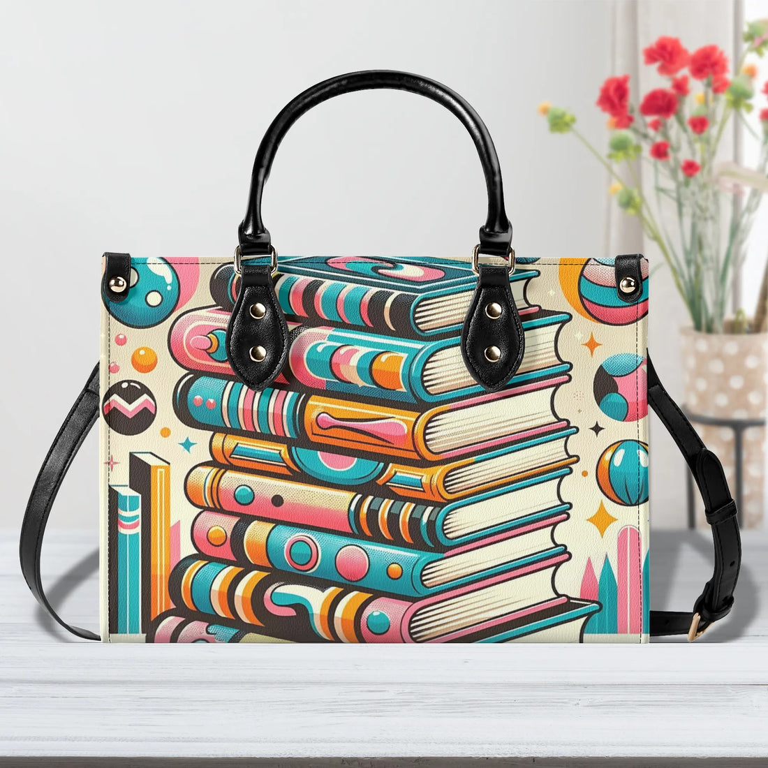 Book Lover Gifts, Retro Style Groovy Books, Kitschy  Shoulder-Handbag