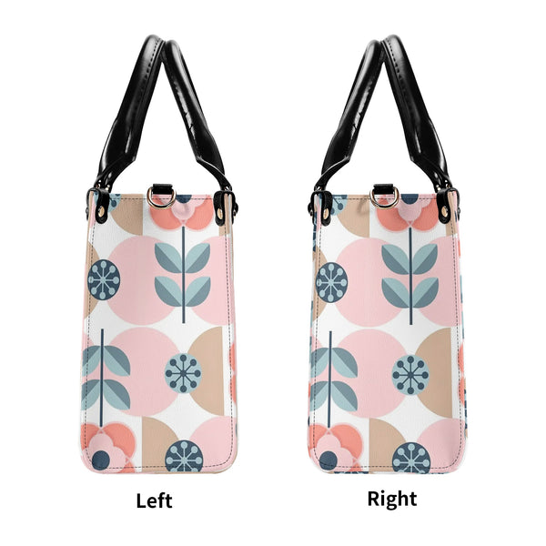 Designer Handbag With Scandinavian Pink, Blue Retro Floral, Mod Summer Handbag