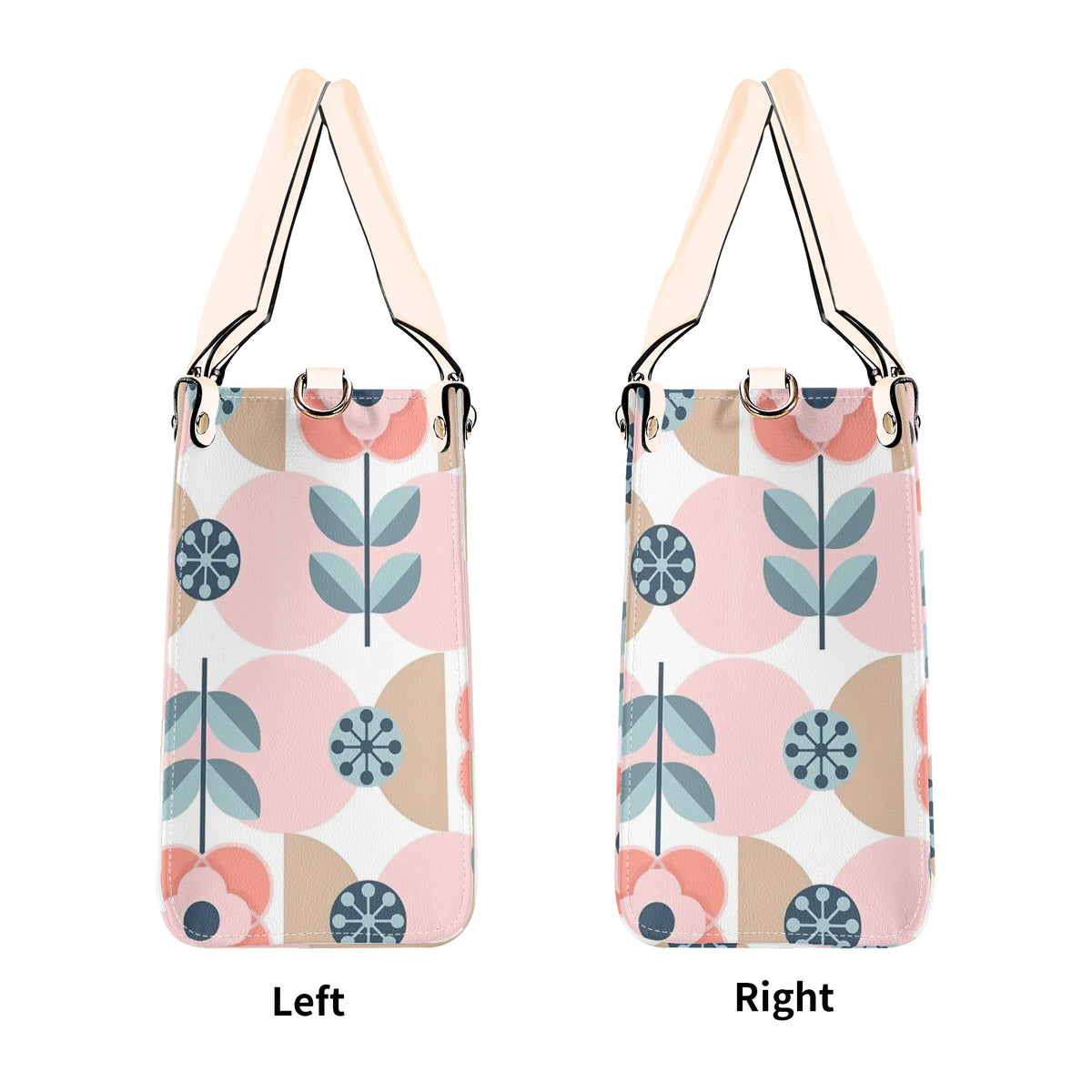 Designer Handbag With Scandinavian Pink, Blue Retro Floral, Mod Summer Handbag - Mid Century Modern Gal