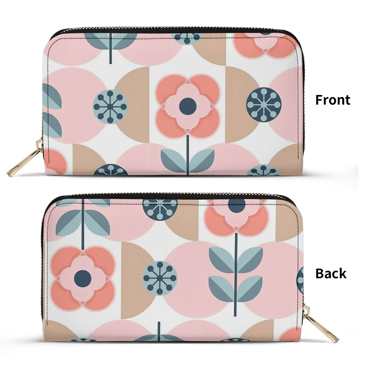 Scandinavian Pink And Blue Floral Designer Wallet Wristlet - Mid Century Modern Gal