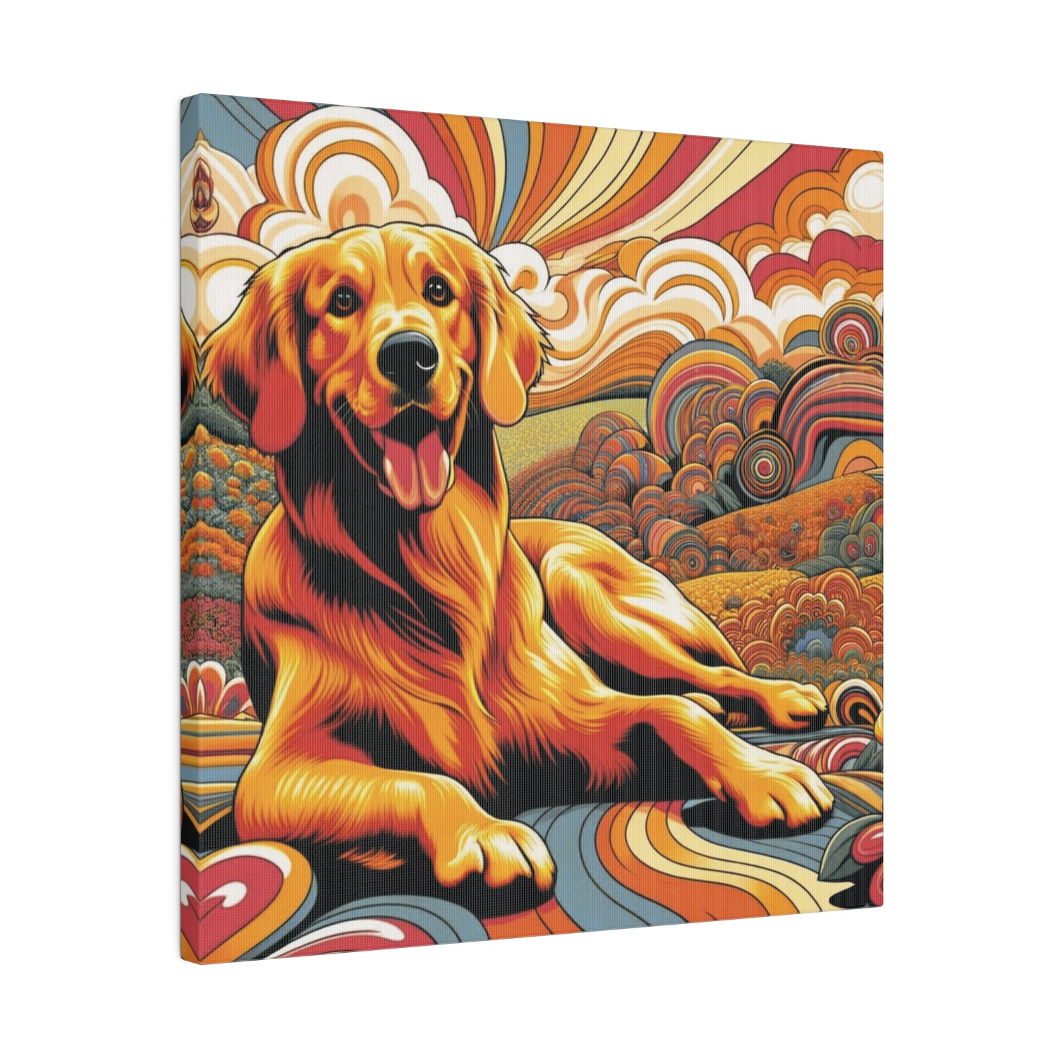 Golden Retriever Gift, Retro Wall Art, Groovy Hipster Style Mod