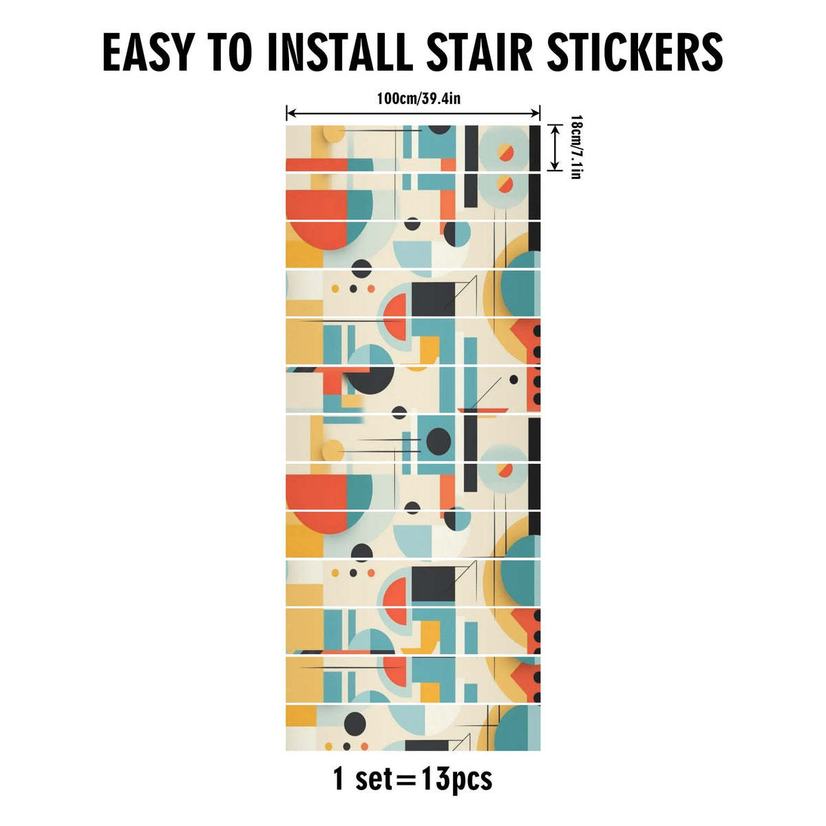 Mid Century Modern Bauhaus Designed, Mod Peel And Stick Stair Risers - Mid Century Modern Gal