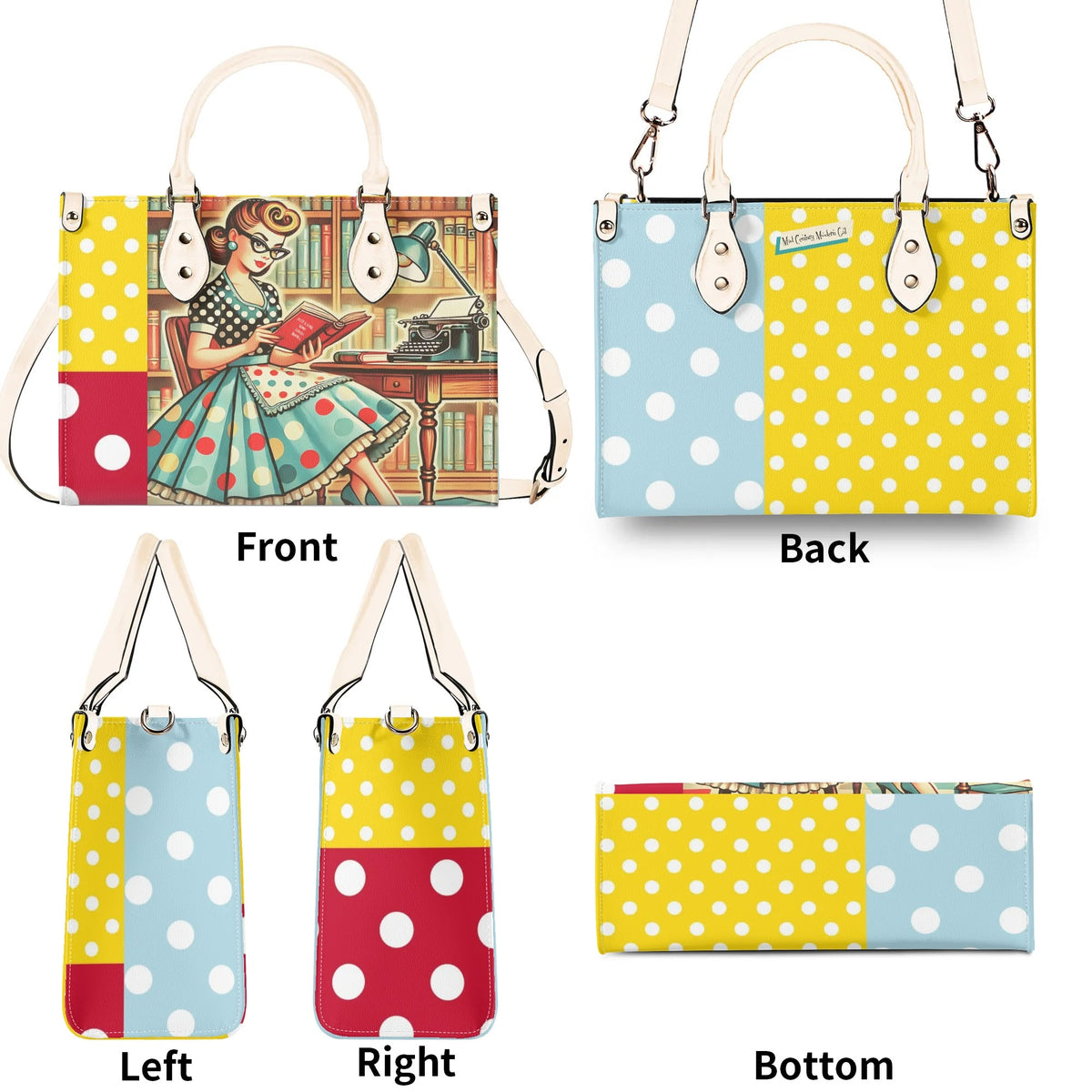 Just A Girl Who Loves Books, Retro Gal, Mid Mod Kitschy Luxury Handbag - Mid Century Modern Gal