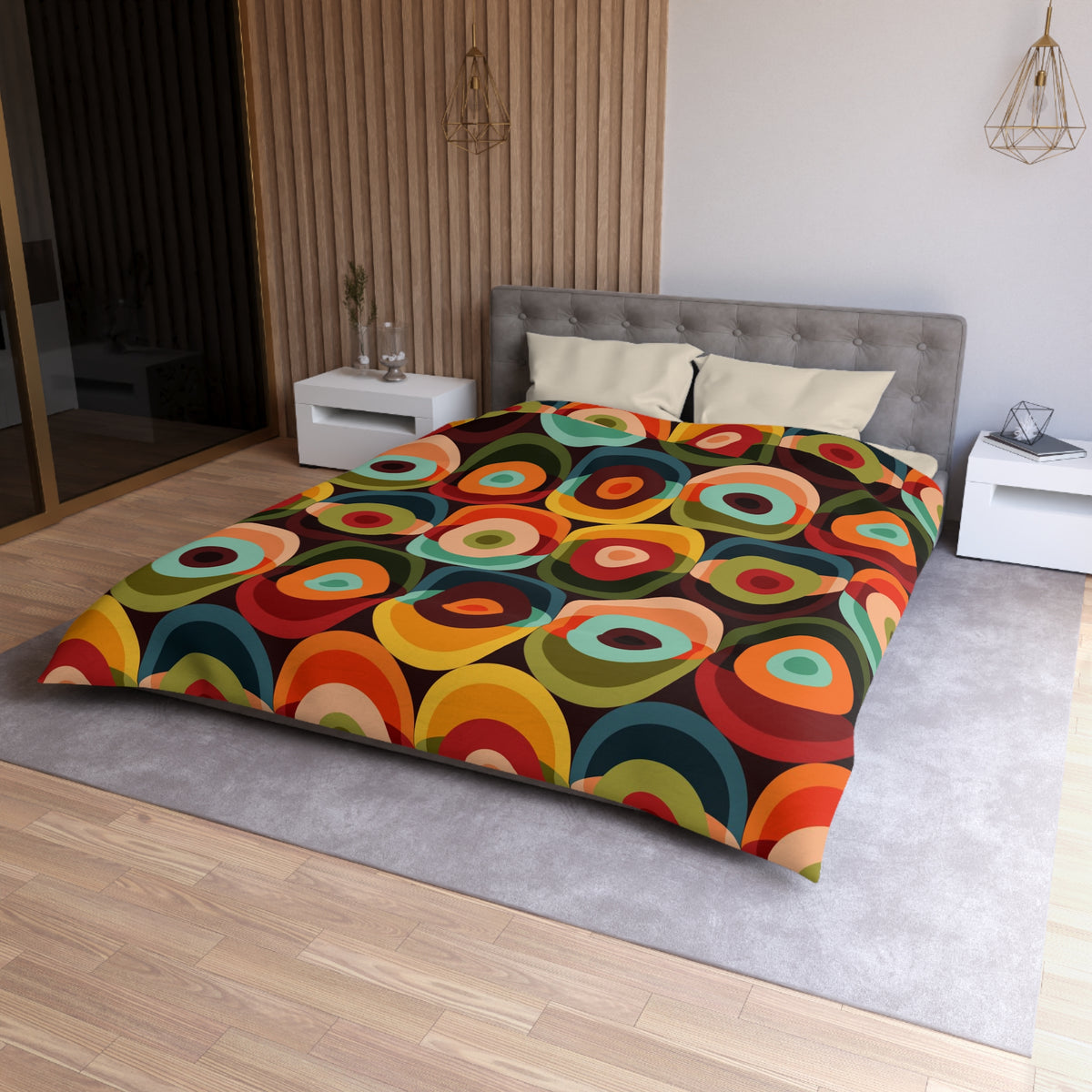 60's 70s Retro Groovy Circles, Hipster Home Decor, Mid Mod, MCM Duvet Cover - Mid Century Modern Gal
