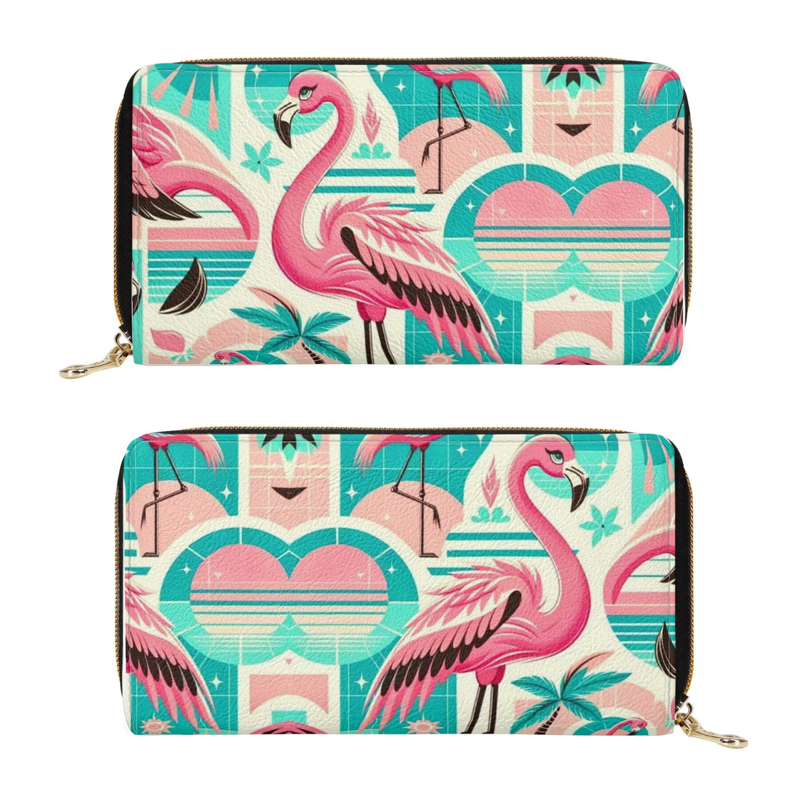 Flamingo Mid Mod Kitschy Retro Zipper Wallet - Mid Century Modern Gal