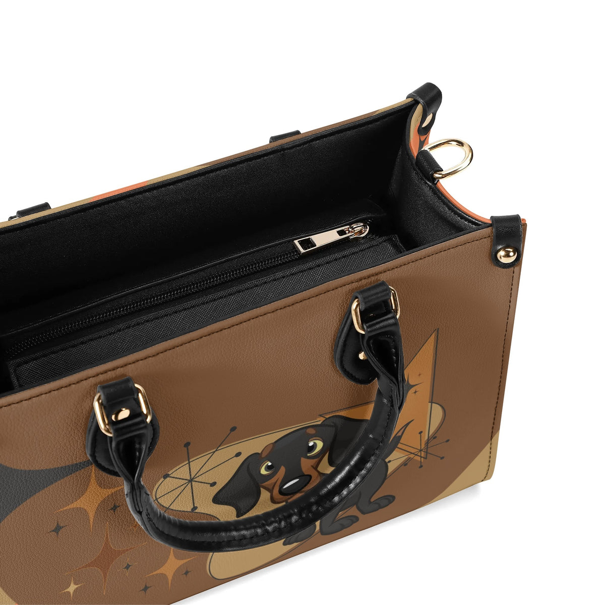 Mid Mod Doxie Lover, Retro Dachshund Wiener Dog, Luxury Handbag - Mid Century Modern Gal