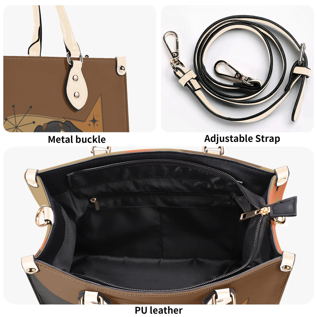 Mid Mod Doxie Lover, Retro Dachshund Wiener Dog, Luxury Handbag - Mid Century Modern Gal