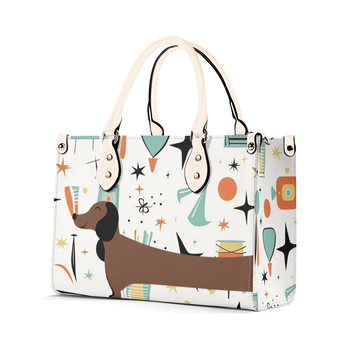 Mid Mox Doxie Lover, Kitschy Retro Trendy Atomic Handbag/Shoulder Bag - Mid Century Modern Gal