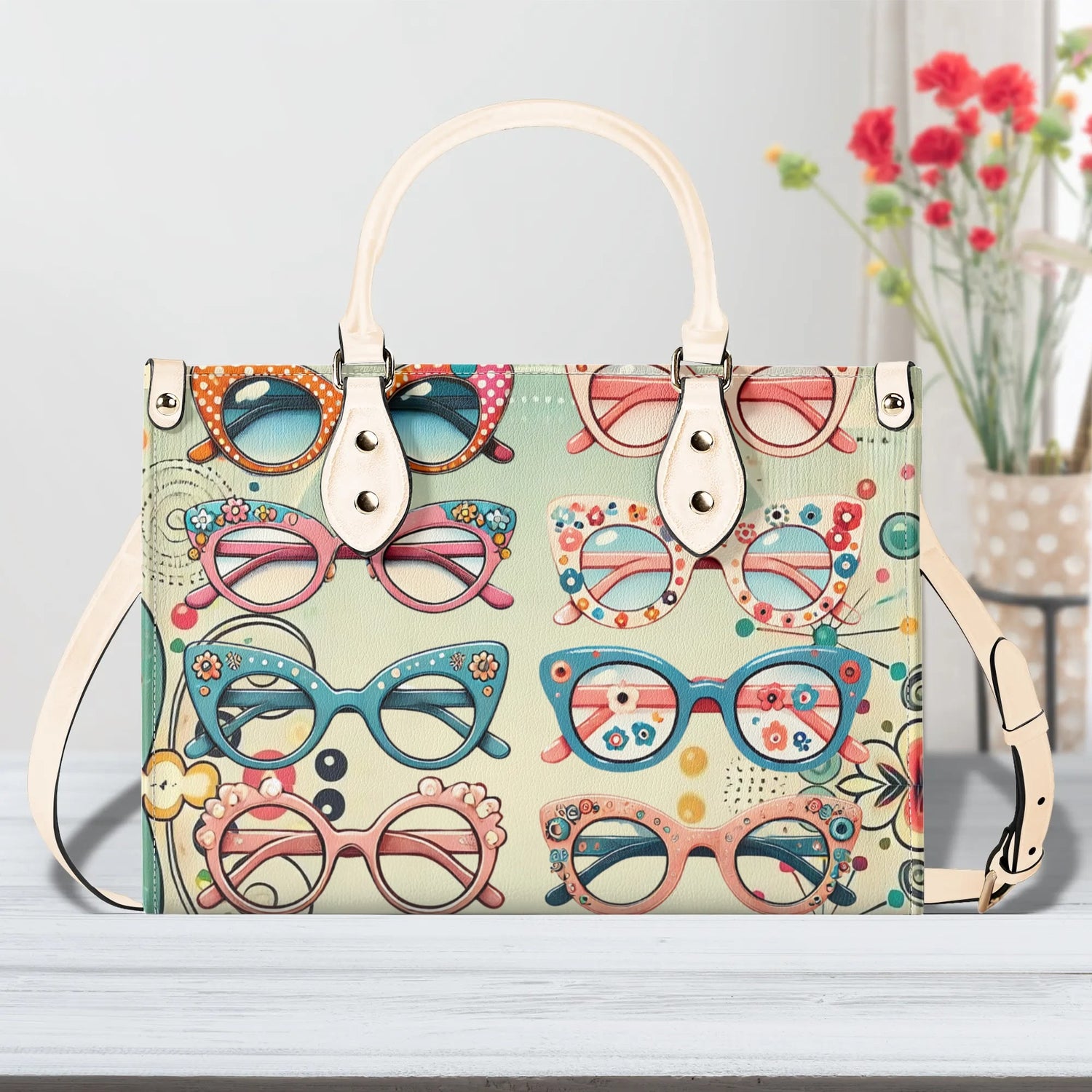 1950s Cat Eye Glasses Retro Handbag, Kitschy Quirky Ladies Luxury Purse - Mid Century Modern Gal