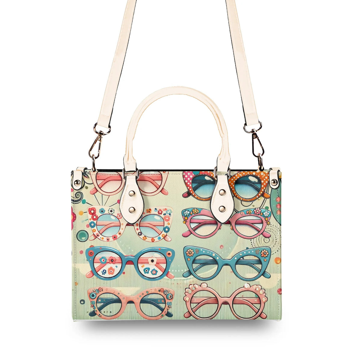 1950s Cat Eye Glasses Retro Handbag, Kitschy Quirky Ladies Luxury Purse - Mid Century Modern Gal