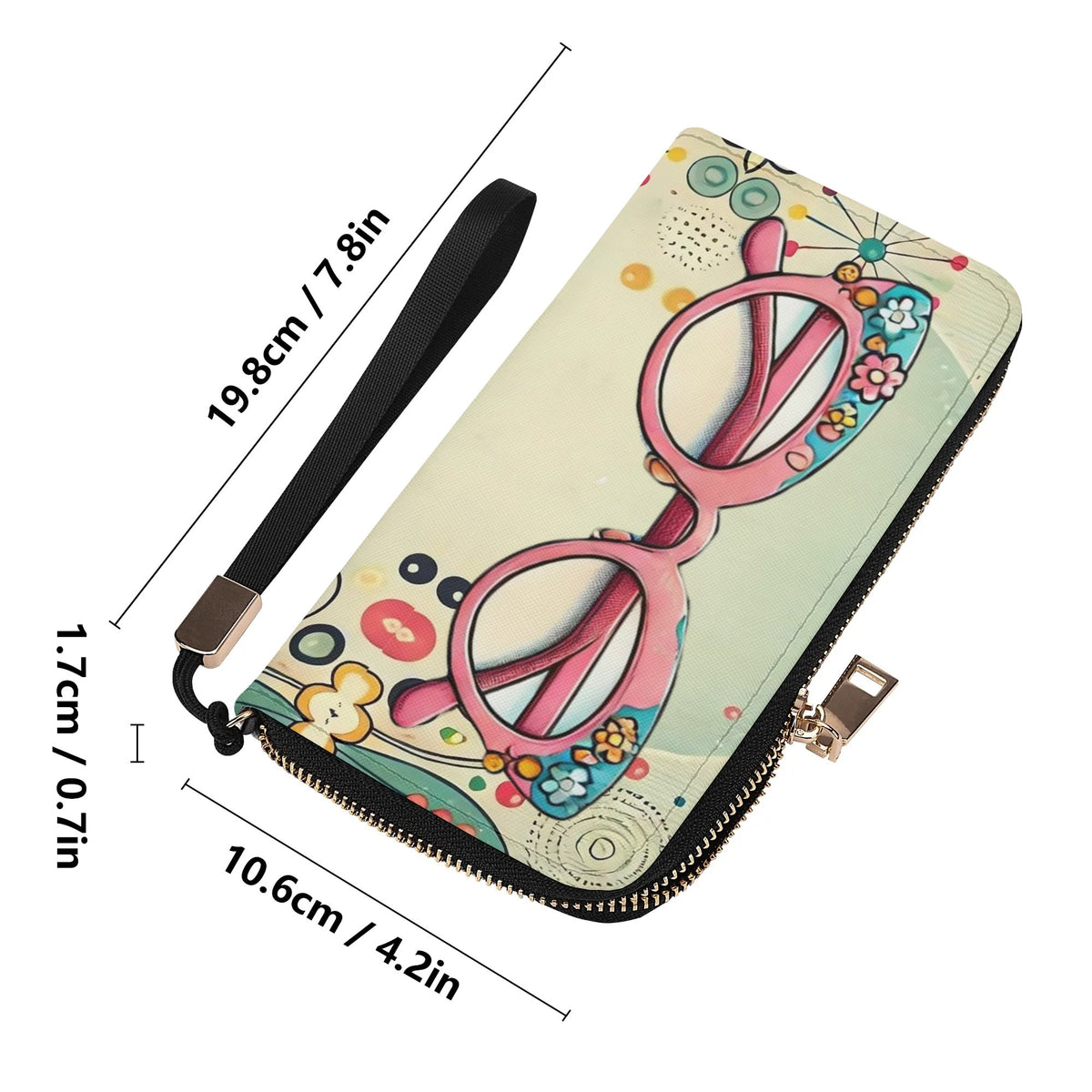 50s Cat Eye Glasses, Kitschy Retro Zipper Wristlet Wallet - Mid Century Modern Gal