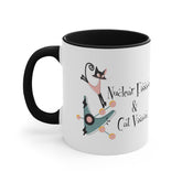 Atomic Cat Coffee Tea Mug, Mid Century Modern Boomerang, Space Age Atomic Drinkware For Cat And Coffee Lovers - Mid Century Modern Gal