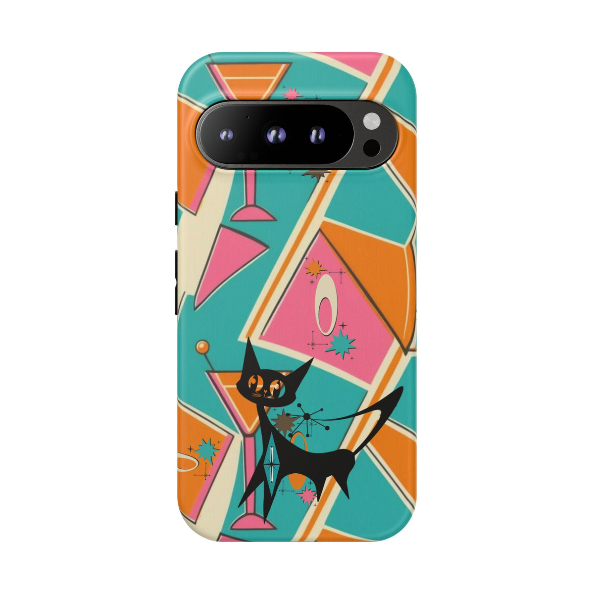 Atomic Cat Mid Mod Retro Cat Phone Case - Tough Cases for Stylish Cat Lovers