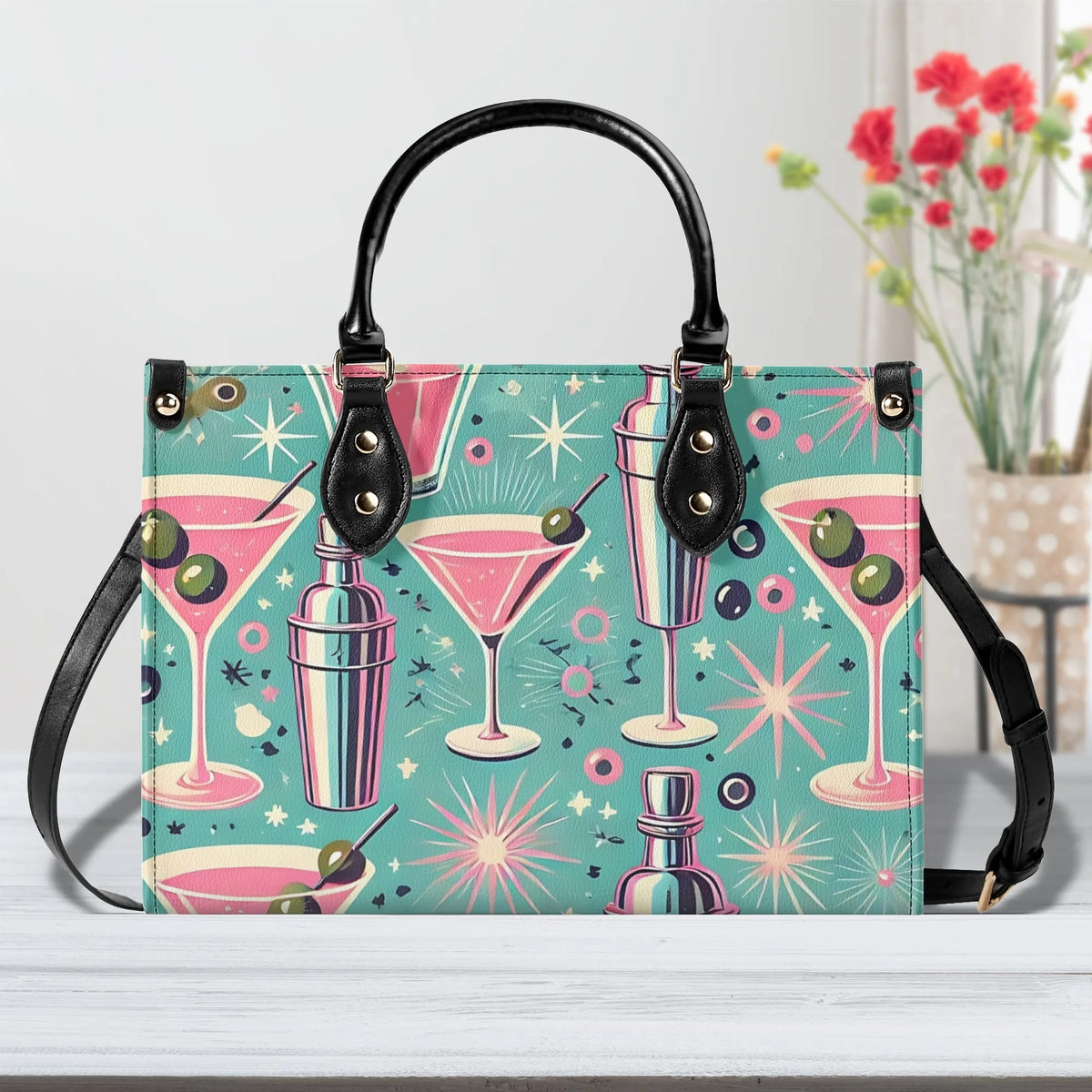 Mid Century Modern Atomic Cocktail Retro Gal Handbag, Kitschy Purse - Mid Century Modern Gal