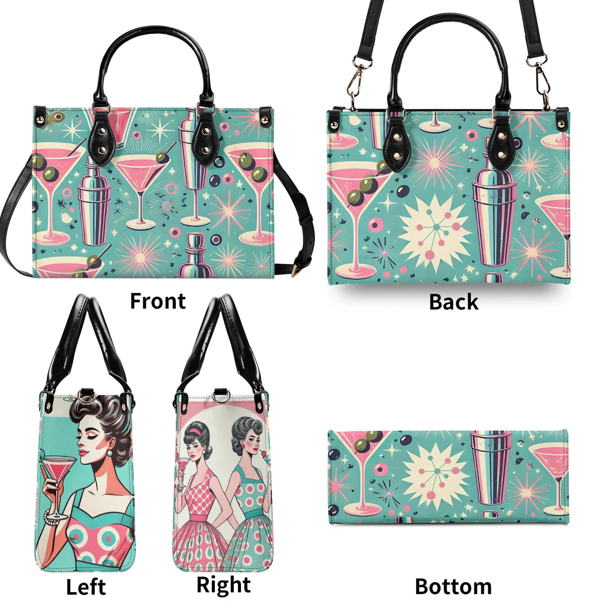 Mid Century Modern Atomic Cocktail Retro Gal Handbag, Kitschy Purse - Mid Century Modern Gal