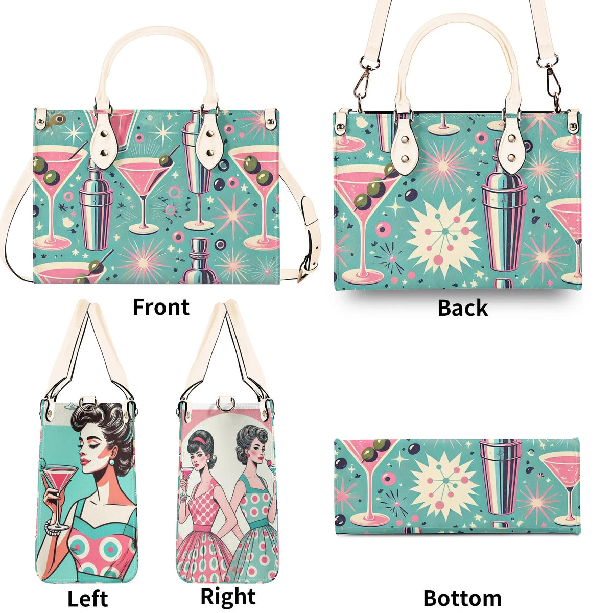 Mid Century Modern Atomic Cocktail Retro Gal Handbag, Kitschy Purse - Mid Century Modern Gal