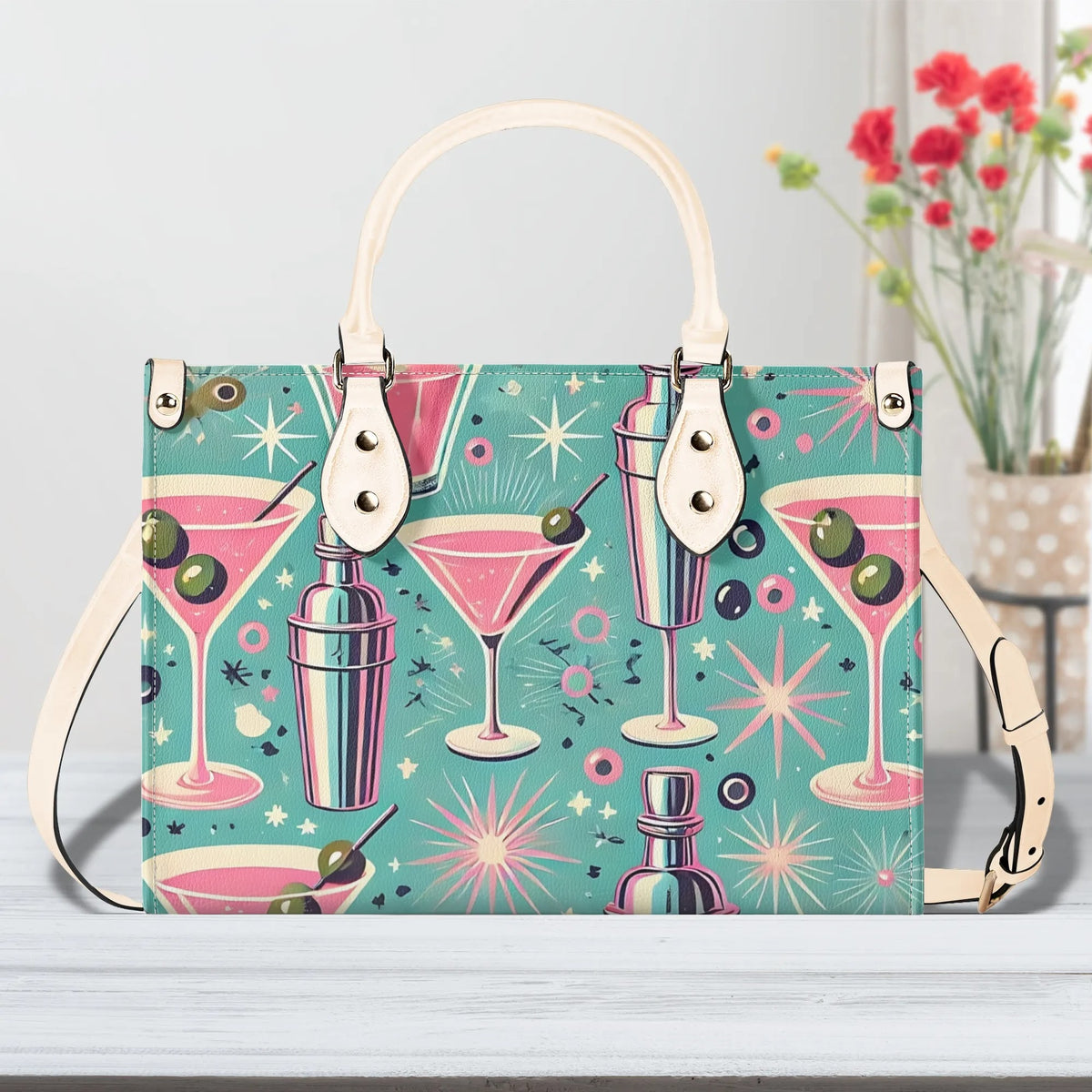 Mid Century Modern Atomic Cocktail Retro Gal Handbag, Kitschy Purse - Mid Century Modern Gal
