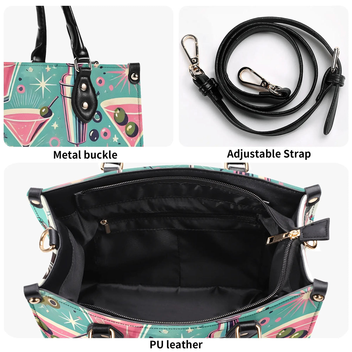 Mid Century Modern Atomic Cocktail Retro Gal Handbag, Kitschy Purse - Mid Century Modern Gal