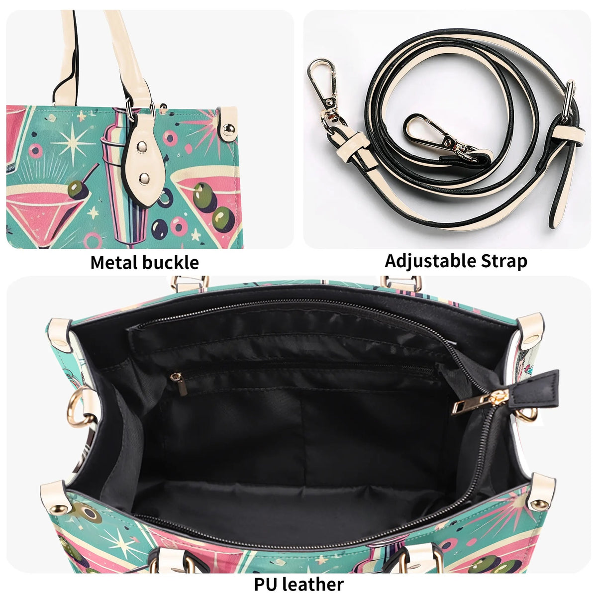 Mid Century Modern Atomic Cocktail Retro Gal Handbag, Kitschy Purse - Mid Century Modern Gal
