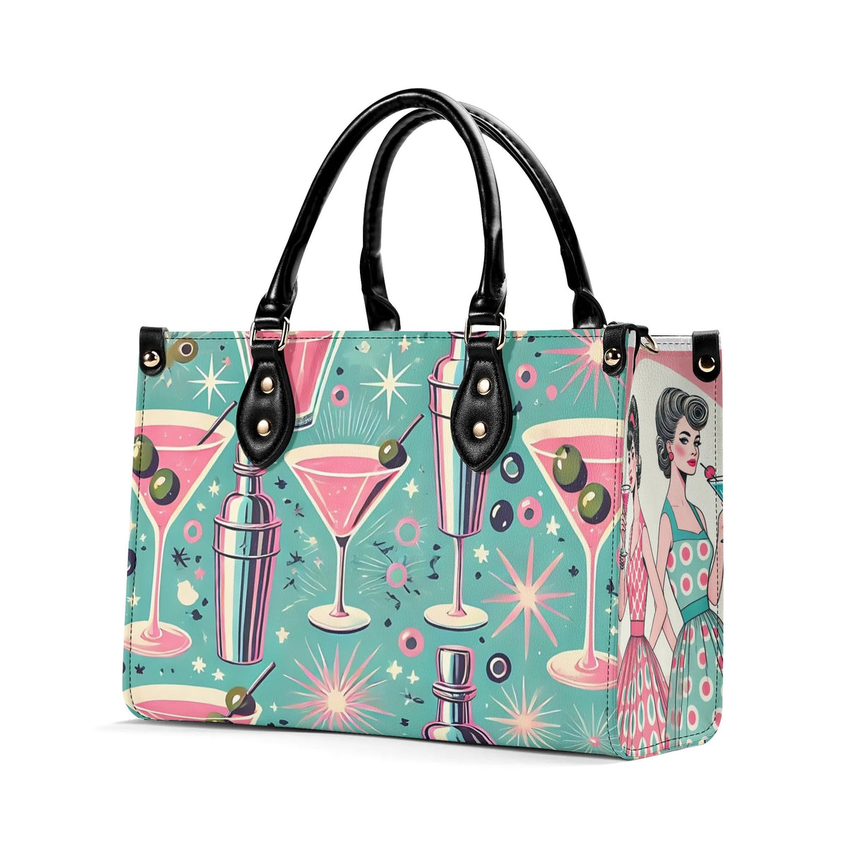 Mid Century Modern Atomic Cocktail Retro Gal Handbag, Kitschy Purse - Mid Century Modern Gal