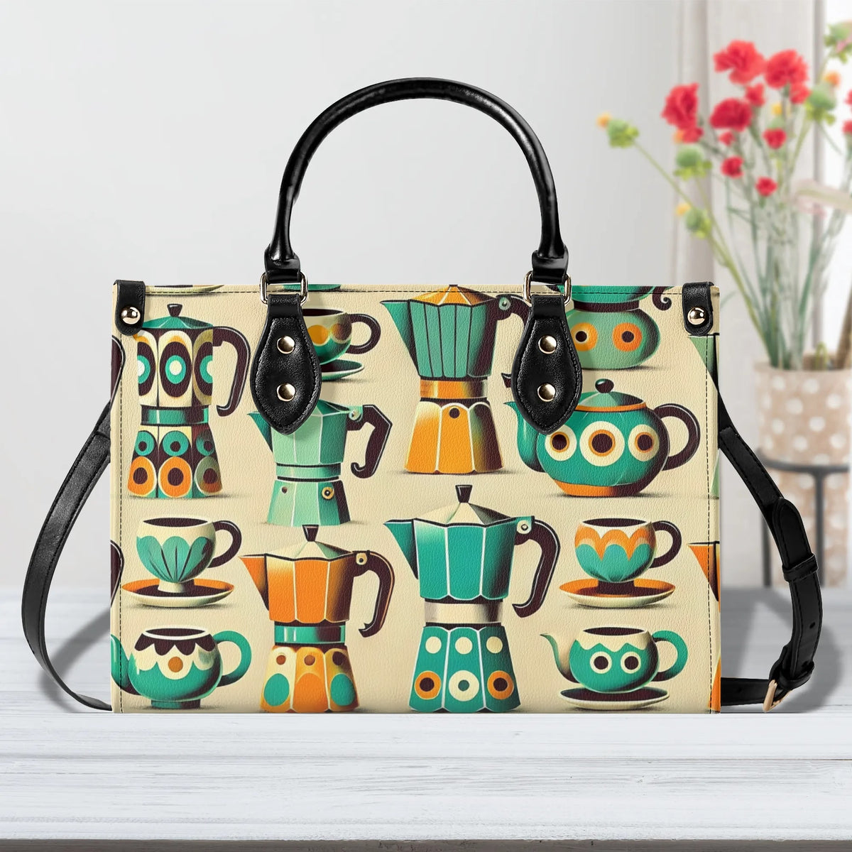 Coffee Lover, Mid Mod Kitschy Retro, State Of Texas Handbag - Mid Century Modern Gal