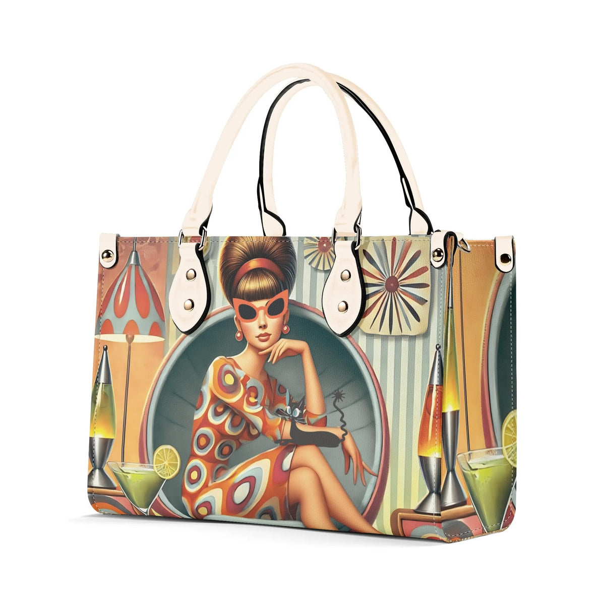 Mid Century Modern Gal, 60s 70s Kitchy Quirky Shoulder-Handbag Sachel Bag - Mid Century Modern Gal