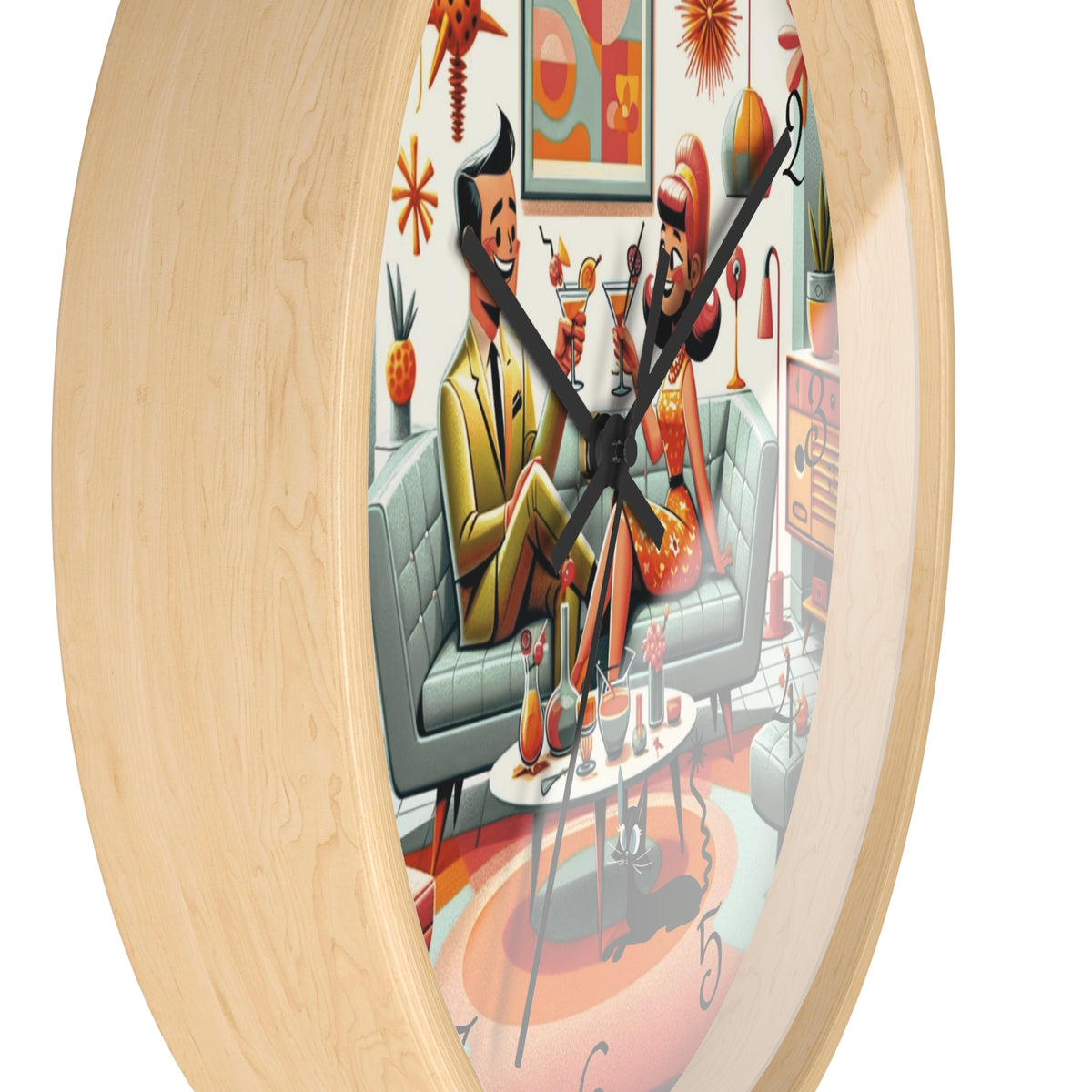 Mid Century Modern Kitschy Quirky Mod Couple, Fun Retro Wall Clock - Mid Century Modern Gal
