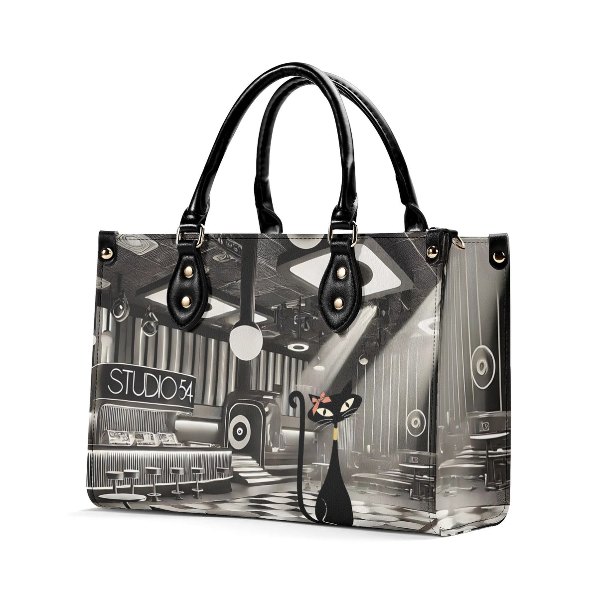 New York City Fashion Luxury Bag, Broadway Lover, Kitschy Cat, Shoulder, Handbag - Mid Century Modern Gal