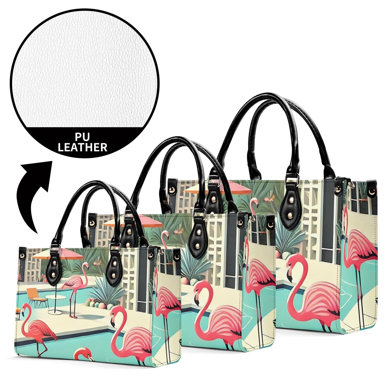 Palm Springs California Purse, Handbag, Shoulder Bag Mod Kitschy 50s Flamingo Bag