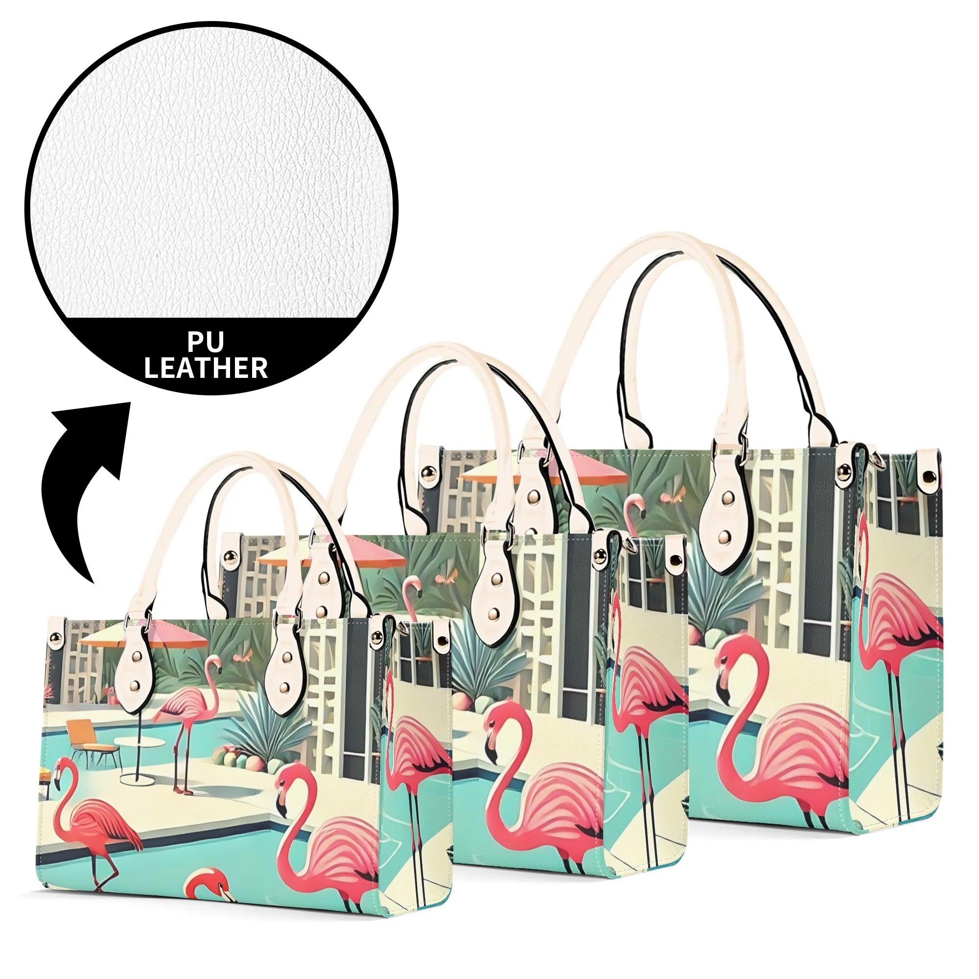 Palm Springs California Purse, Handbag, Shoulder Bag Mod Kitschy 50s Flamingo Bag