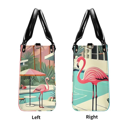 Palm Springs California Purse, Handbag, Shoulder Bag Mod Kitschy 50s Flamingo Bag