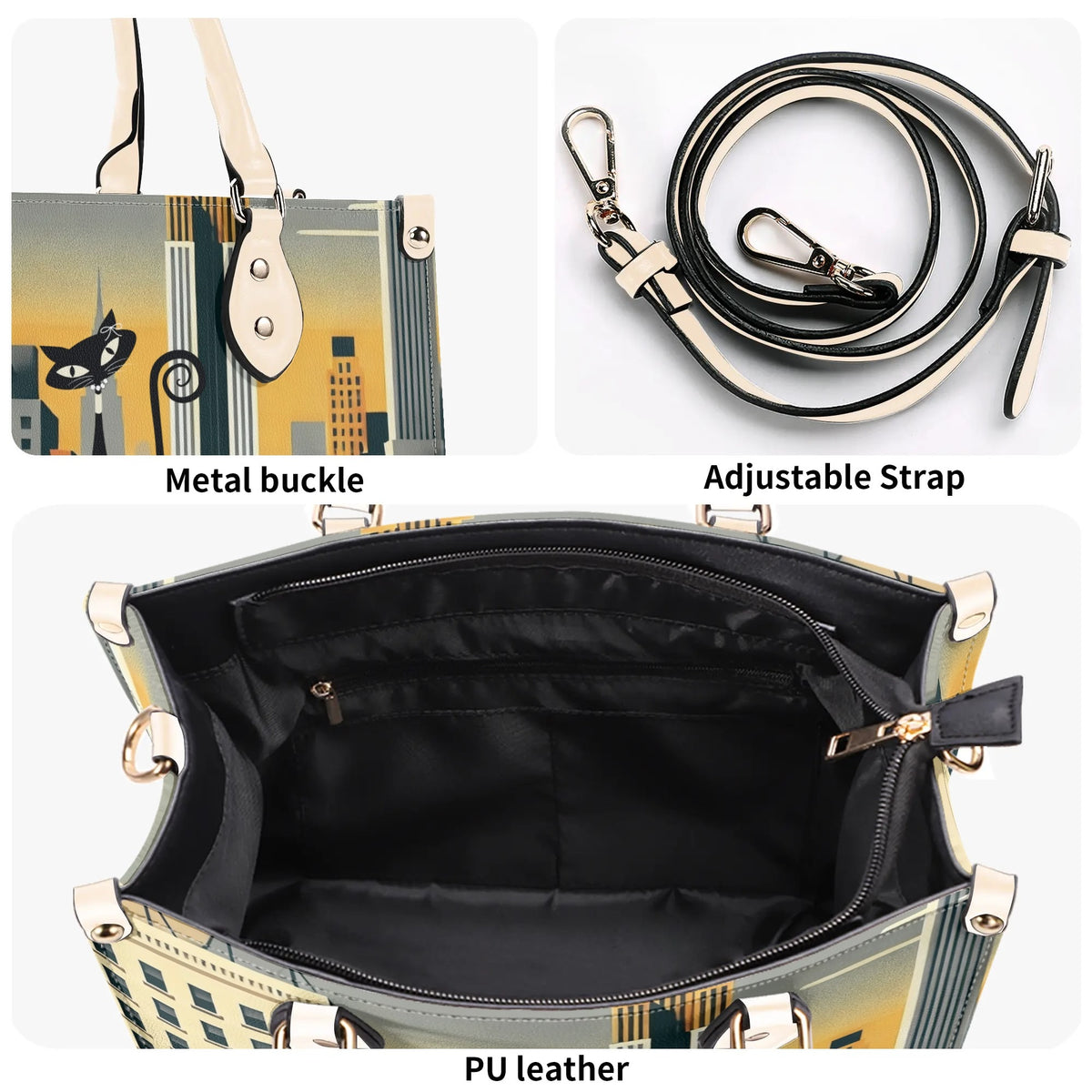 New York City Handbag, Trendy Kitschy City Purse, Shoulder Bag - Mid Century Modern Gal