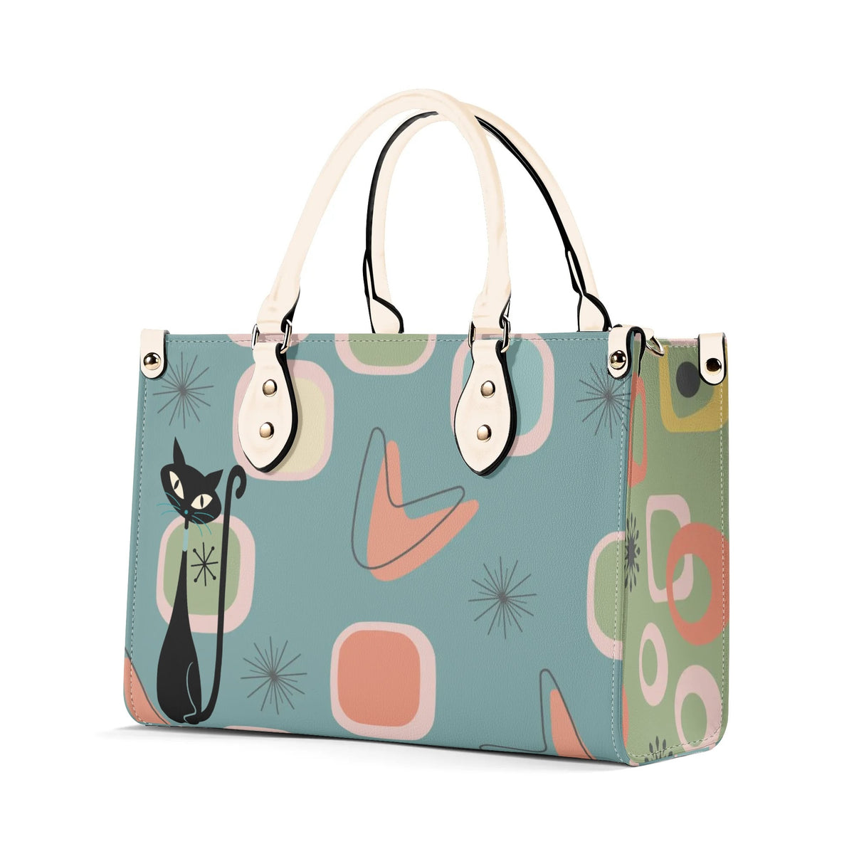 Mid Century Modern Atomic 50s, Kitschy Atomic Cat Mod Handbag, Shoulder Bag Purse - Mid Century Modern Gal