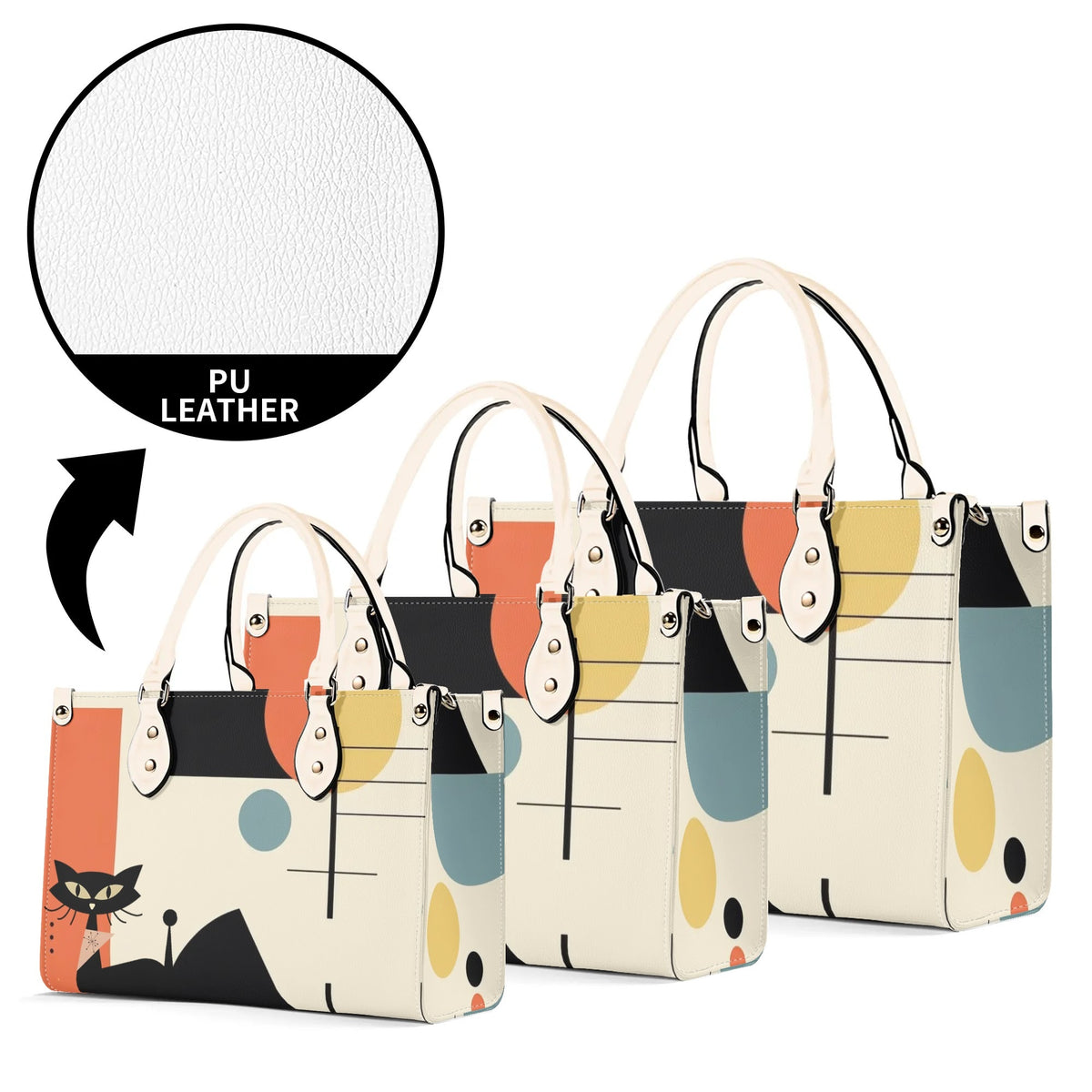 Atomic Cat Mid Mod Bauhaus Designed Trendy Luxury Handbag, Shoulder Bag - Mid Century Modern Gal