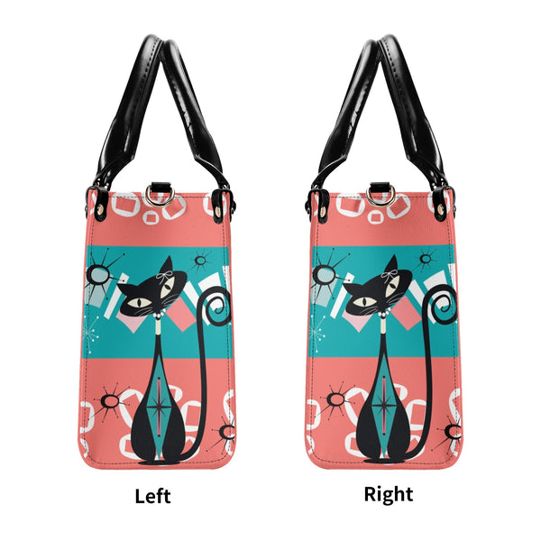Atomic Kitschy Cat, Coral, Teal Quirky Fun Handag, Shoulder Bag By MCM GAL