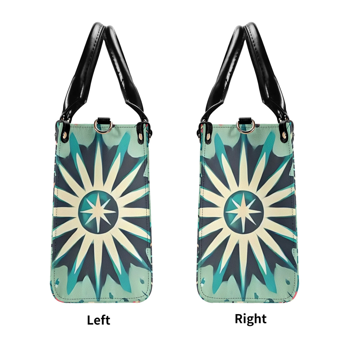 Atomic Style Kitschy Kitties, Mid Century Modern Teal, Pink Kitschy Fun Handbag, Shoulder Bag - Mid Century Modern Gal