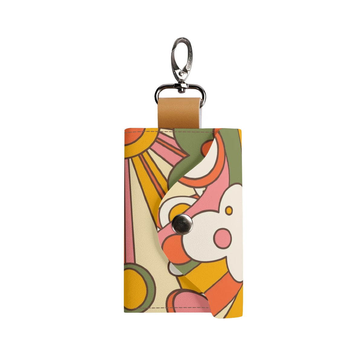 Groovy 60s 70s Retro Key Chain Holder For Purse Or Pocket - Mid Century Modern Gal