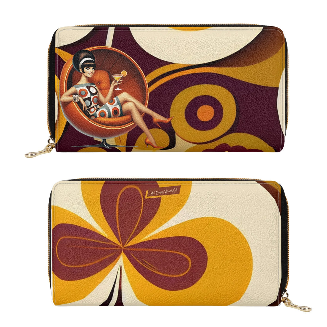 60s Mod Gal, Flower Power Groovy Mid Mod Wallet - Mid Century Modern Gal