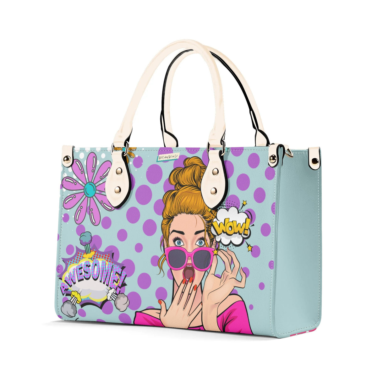 Pop Art Funky Fun Retro Reversible Handbag, Shoulder Bag - Mid Century Modern Gal