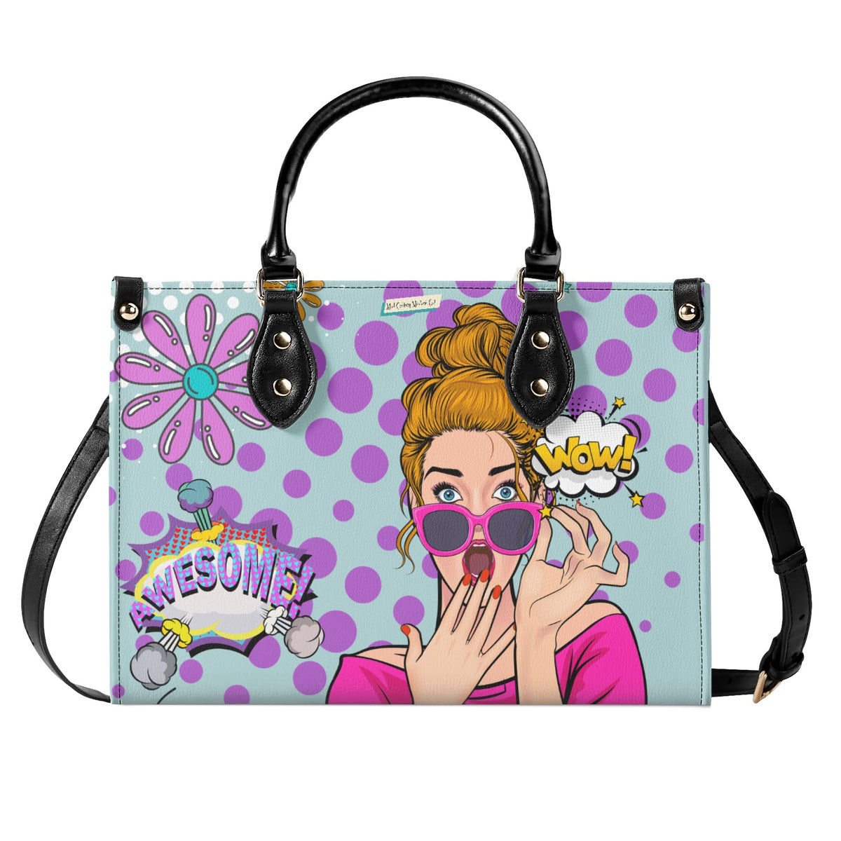 Pop Art Funky Fun Retro Reversible Handbag, Shoulder Bag - Mid Century Modern Gal